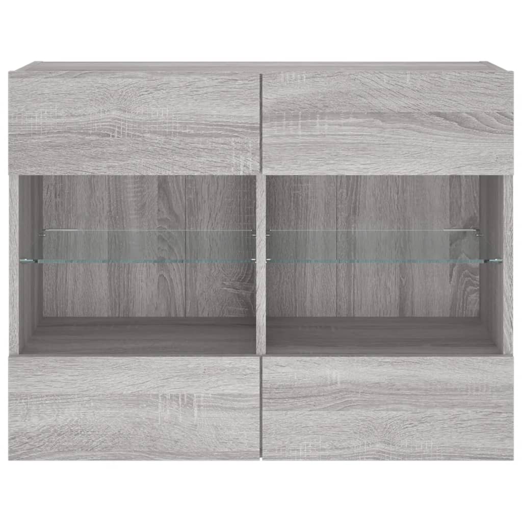 vidaXL Ścienna szafka TV z LED, szary dąb sonoma, 78,5x30x60,5 cm