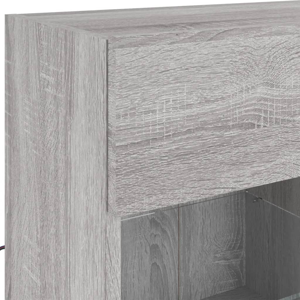 vidaXL Ścienna szafka TV z LED, szary dąb sonoma, 78,5x30x60,5 cm