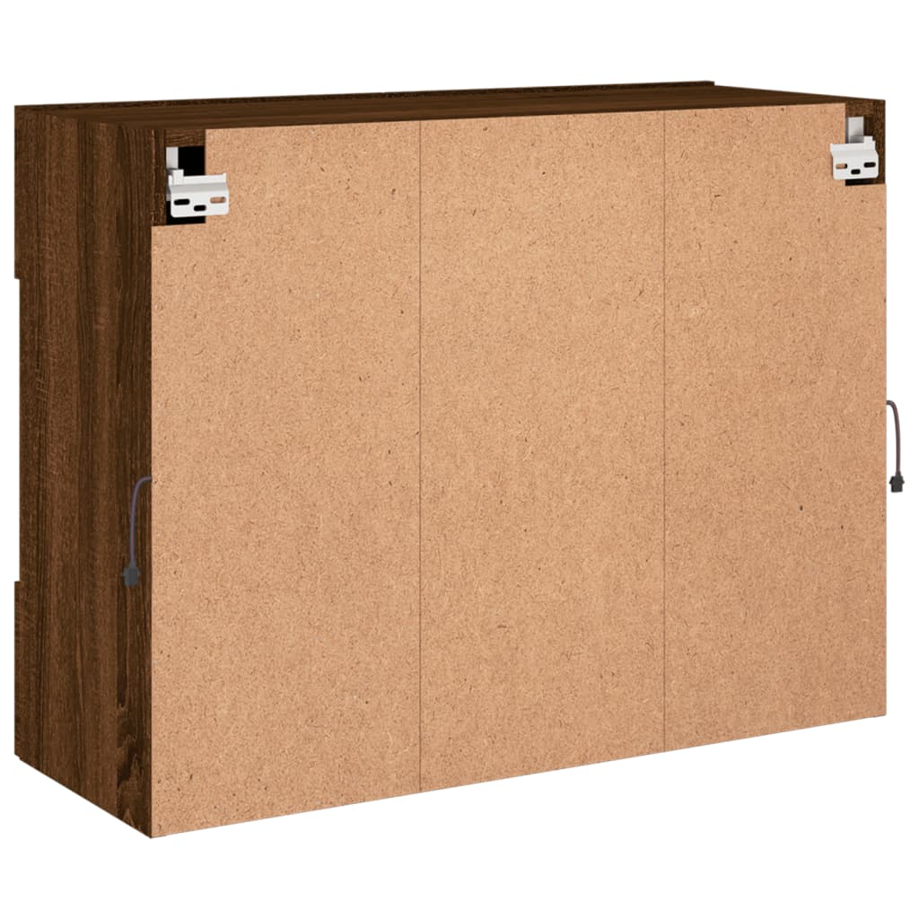 vidaXL Ścienna szafka TV z LED, brązowy dąb, 78,5x30x60,5 cm