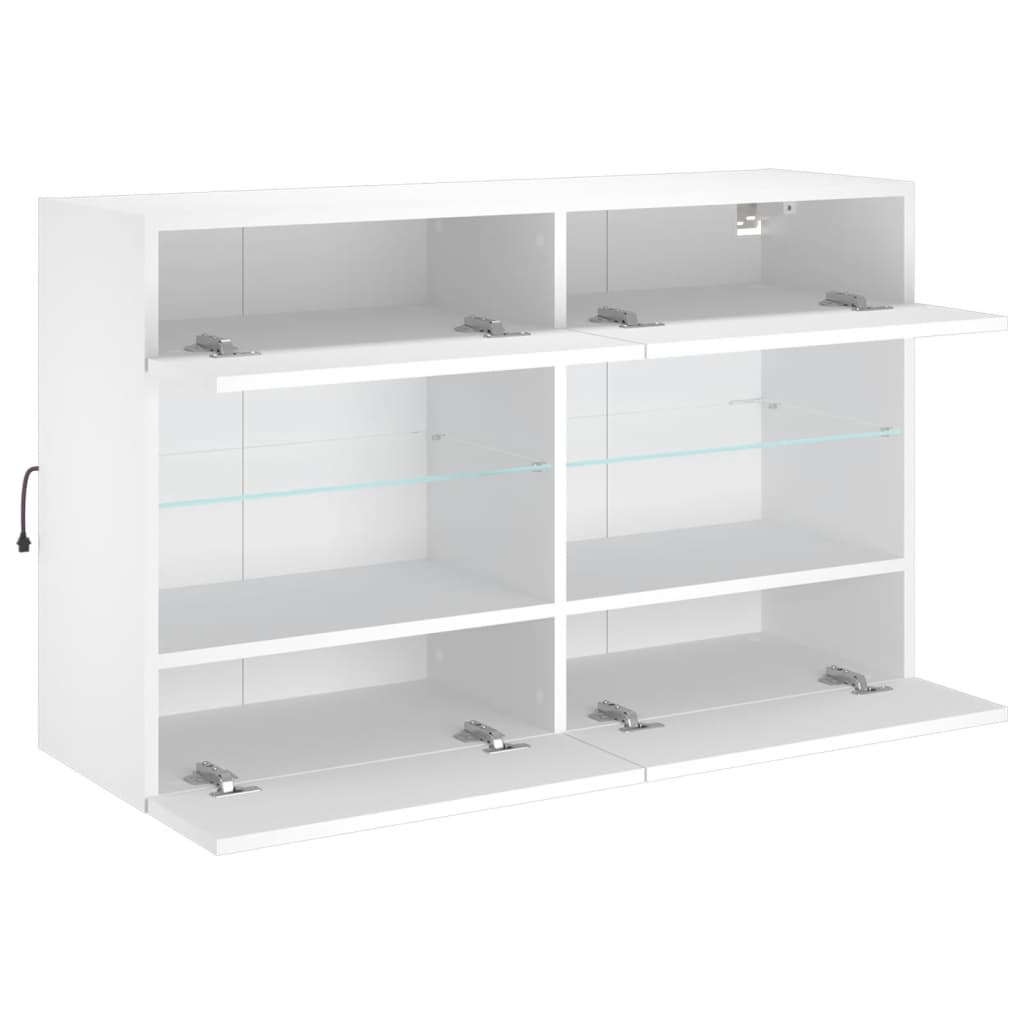 vidaXL Ścienna szafka TV z LED, biała, 98,5x30x60,5 cm