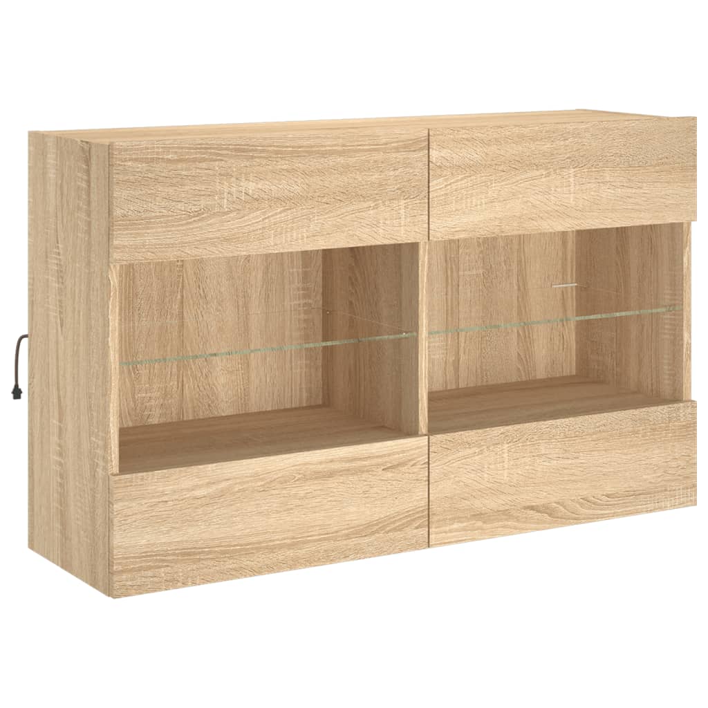 vidaXL Ścienna szafka TV z LED, dąb sonoma, 98,5x30x60,5 cm