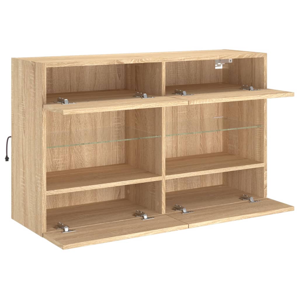 vidaXL Ścienna szafka TV z LED, dąb sonoma, 98,5x30x60,5 cm