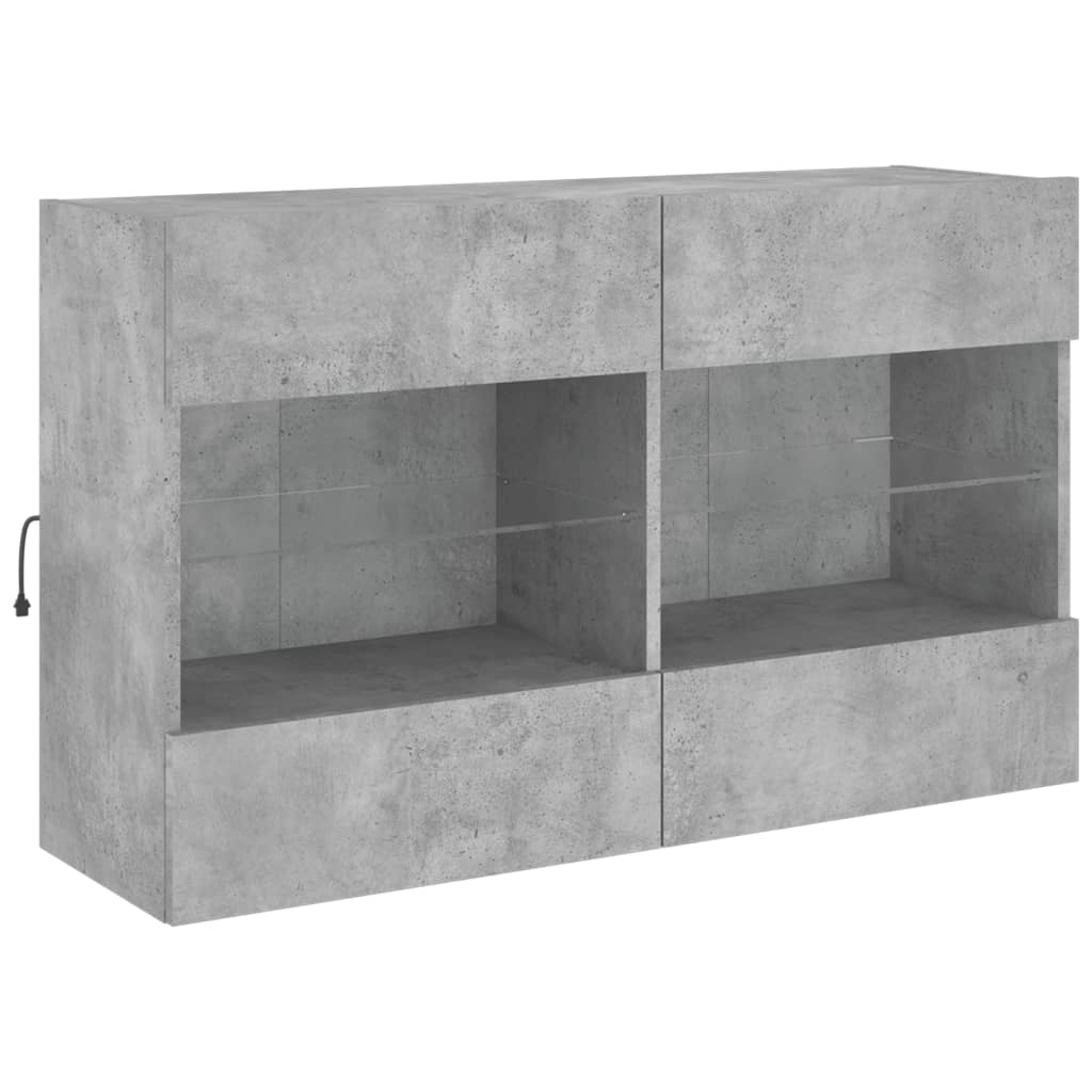 vidaXL Ścienna szafka TV z LED, szarość betonu, 98,5x30x60,5 cm