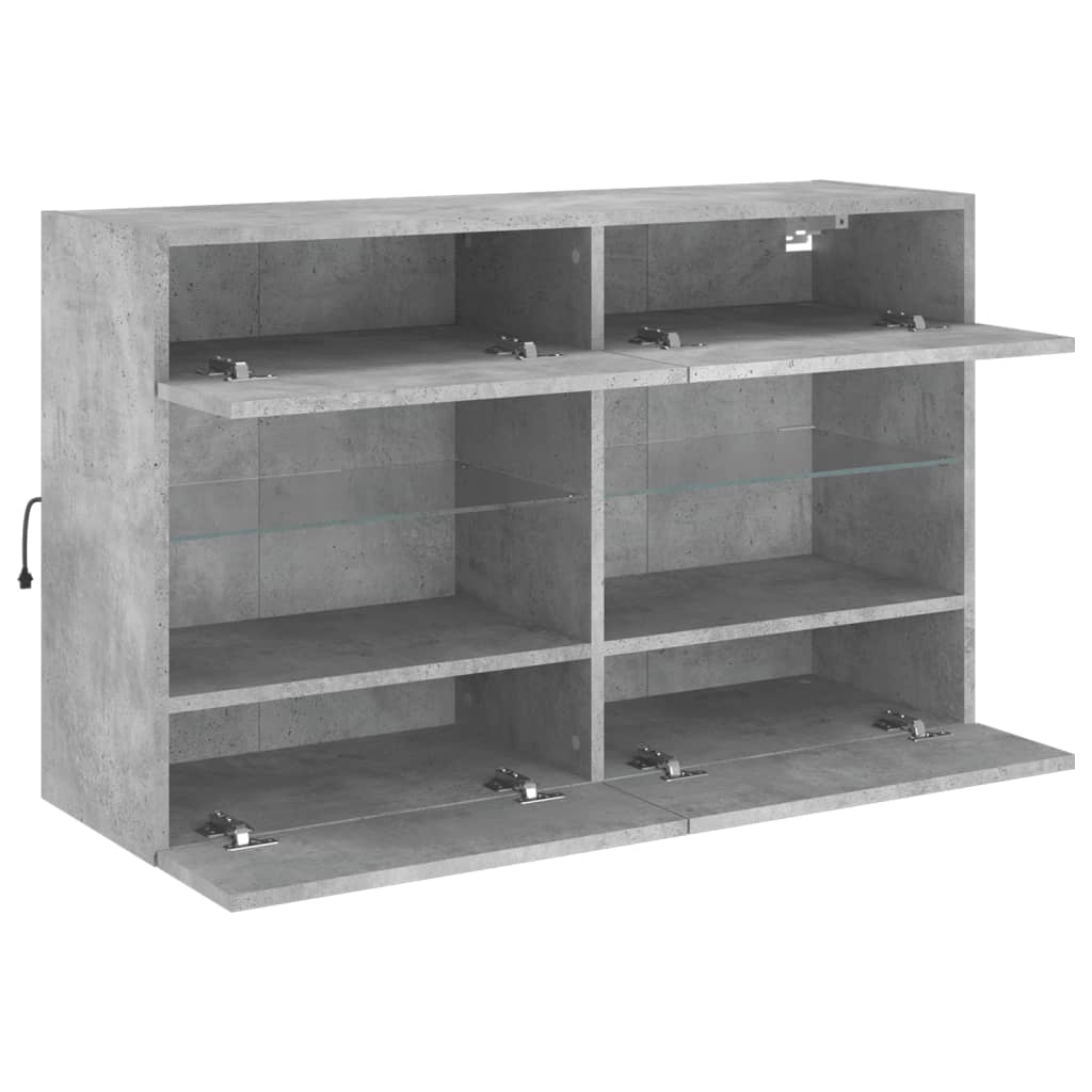 vidaXL Ścienna szafka TV z LED, szarość betonu, 98,5x30x60,5 cm
