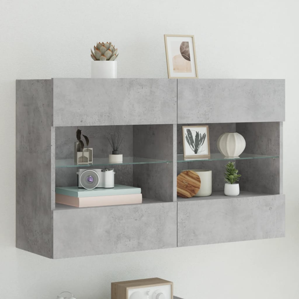 vidaXL Ścienna szafka TV z LED, szarość betonu, 98,5x30x60,5 cm