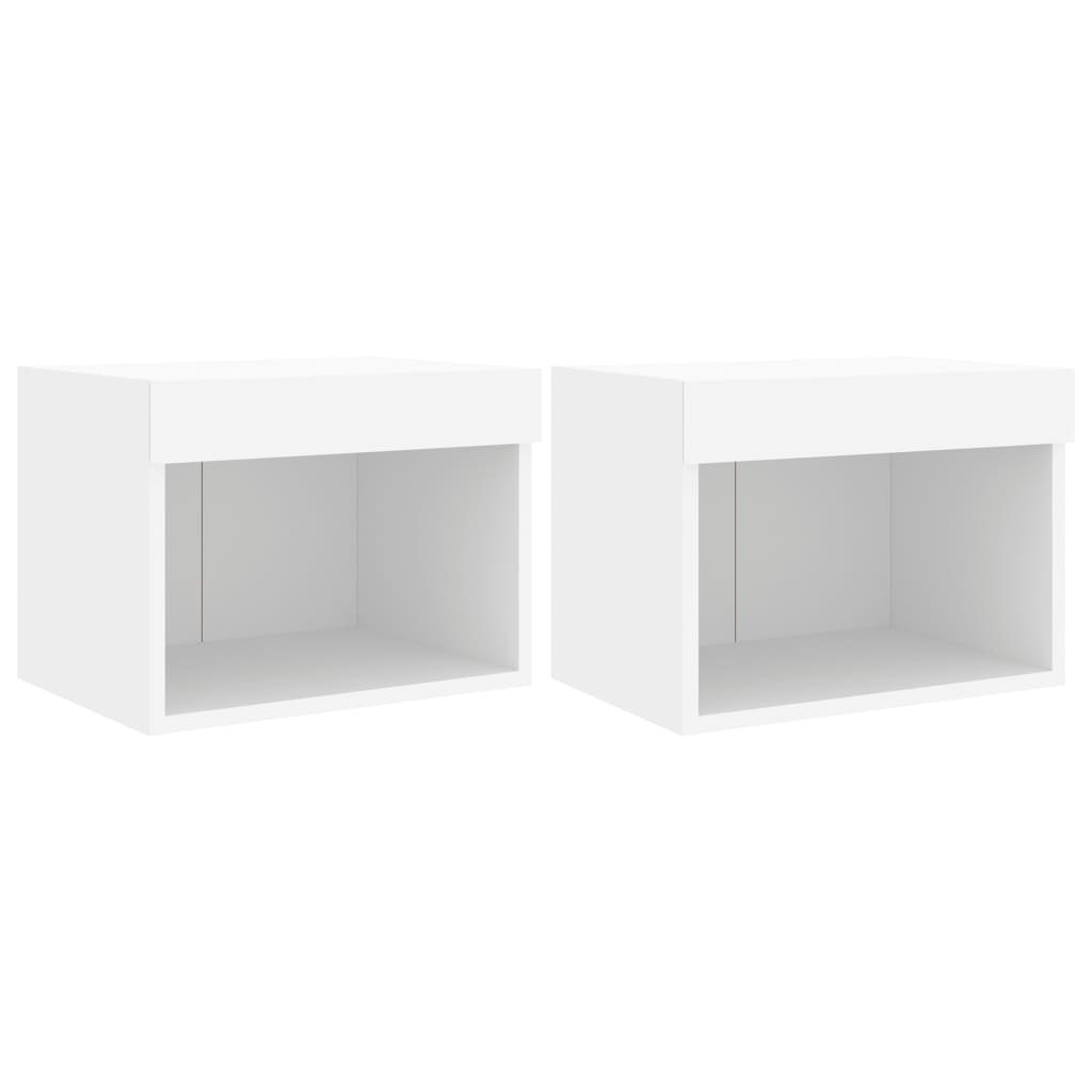 vidaXL Szafki nocne z oświetleniem LED, ścienne, 2 szt., białe