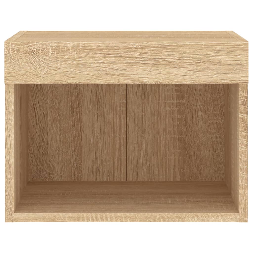vidaXL Szafki nocne z oświetleniem LED, ścienne, 2 szt., dąb sonoma