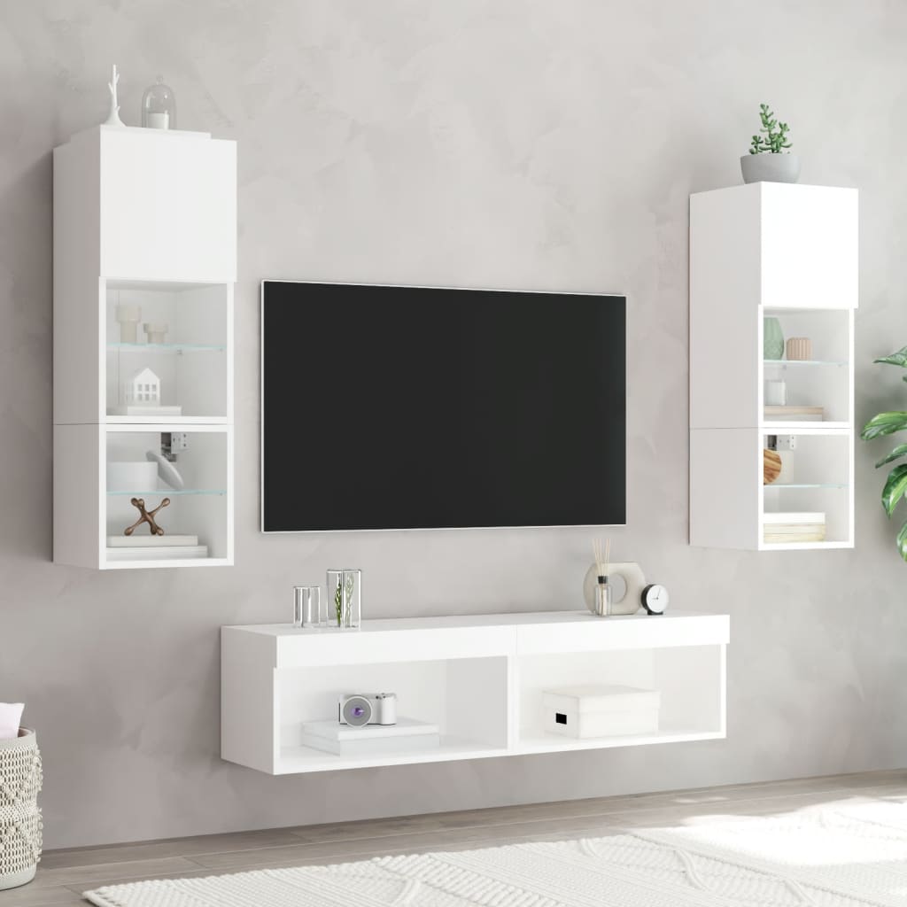 vidaXL Szafka pod TV, z oświetleniem LED, biała, 60x30x30 cm