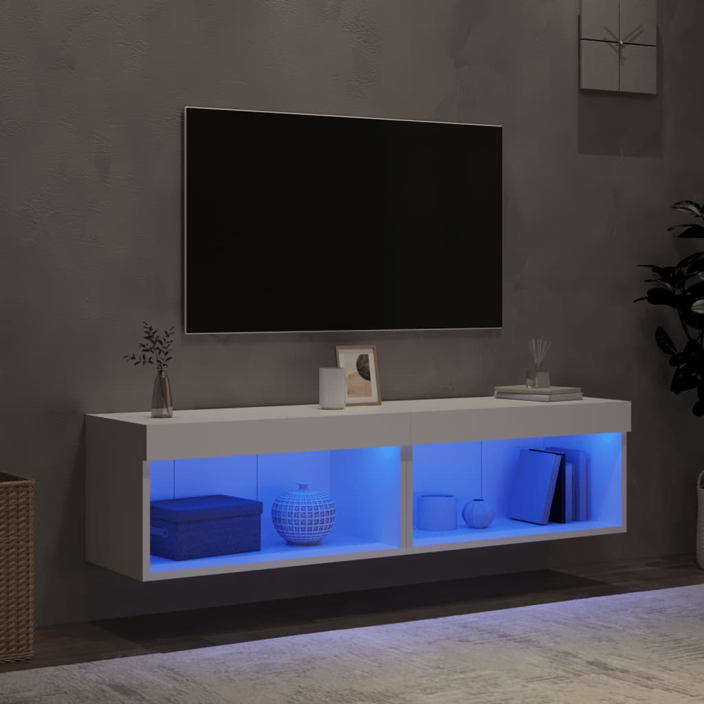 vidaXL Szafki pod TV, z oświetleniem LED, 2 szt., białe, 60x30x30 cm