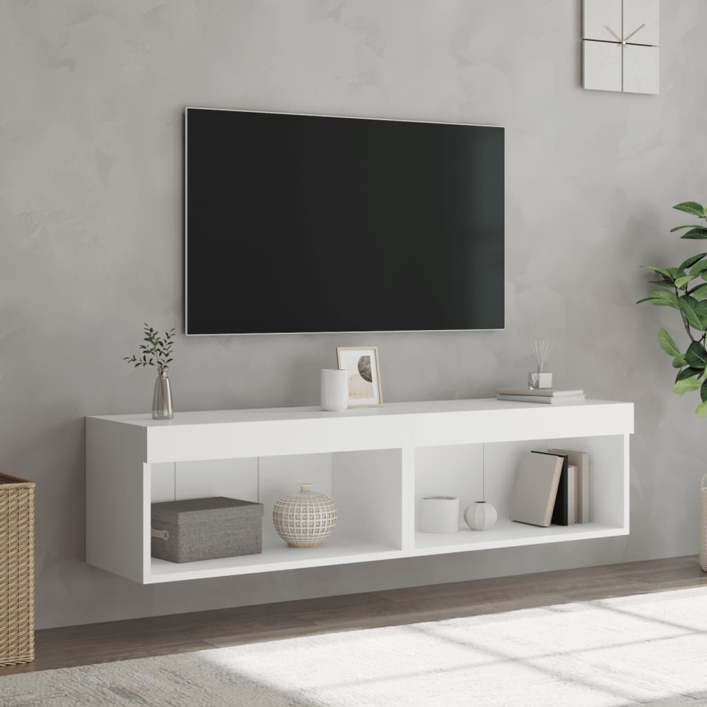 vidaXL Szafki pod TV, z oświetleniem LED, 2 szt., białe, 60x30x30 cm