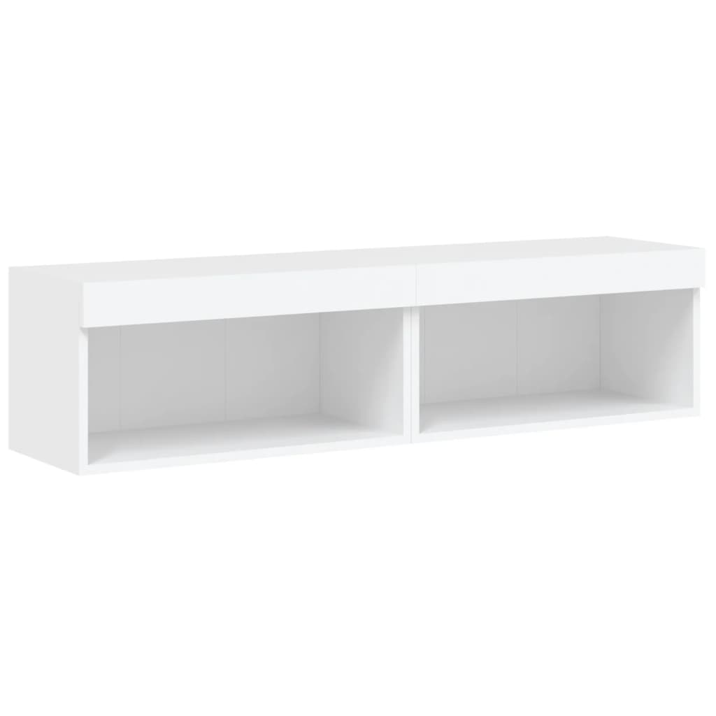 vidaXL Szafki pod TV, z oświetleniem LED, 2 szt., białe, 60x30x30 cm