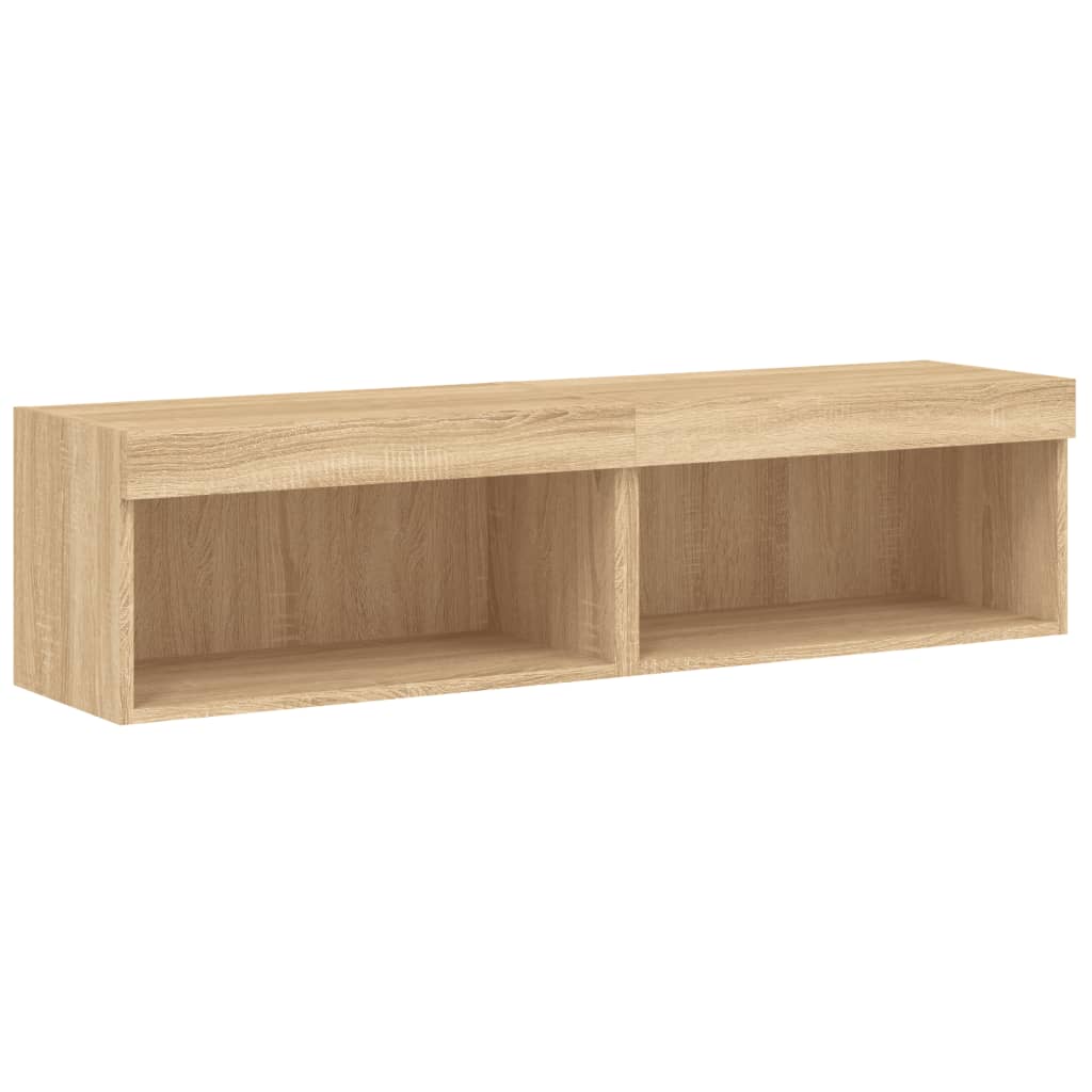 vidaXL Szafki pod TV, z LED, 2 szt., kolor dąb sonoma, 60x30x30 cm