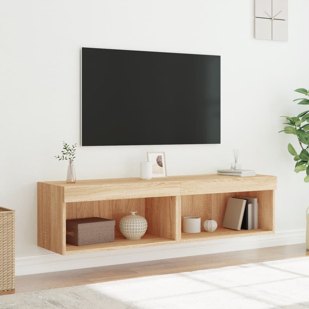 vidaXL Szafki pod TV, z LED, 2 szt., kolor dąb sonoma, 60x30x30 cm