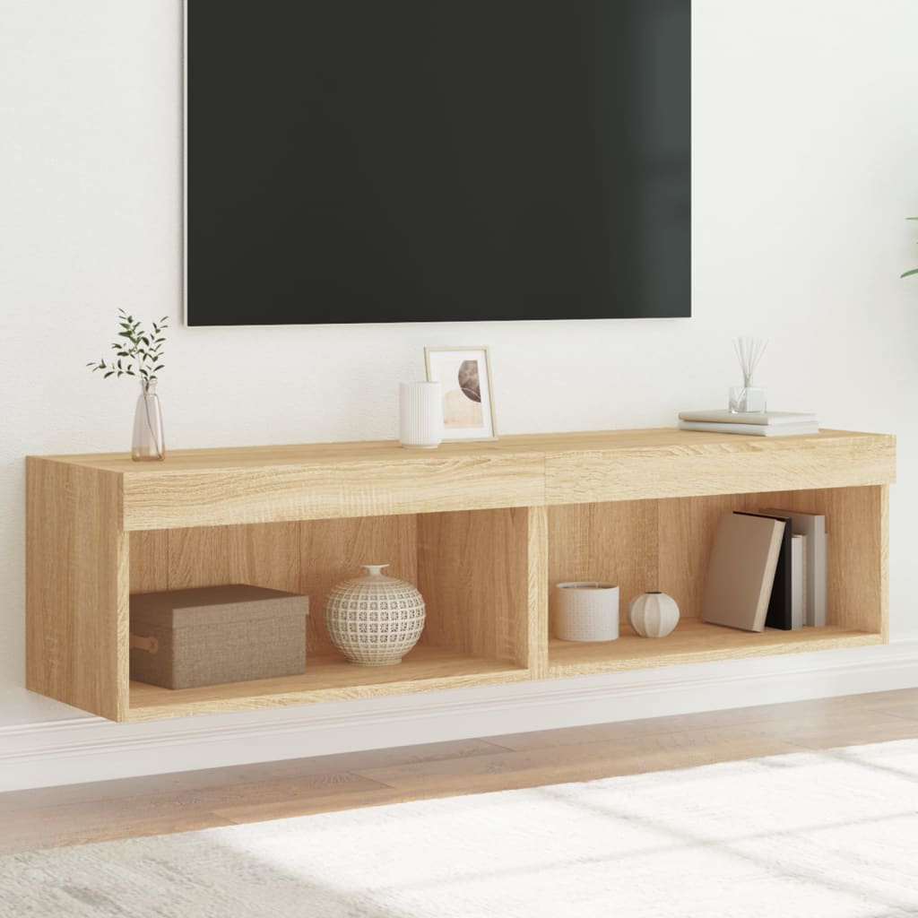 vidaXL Szafki pod TV, z LED, 2 szt., kolor dąb sonoma, 60x30x30 cm