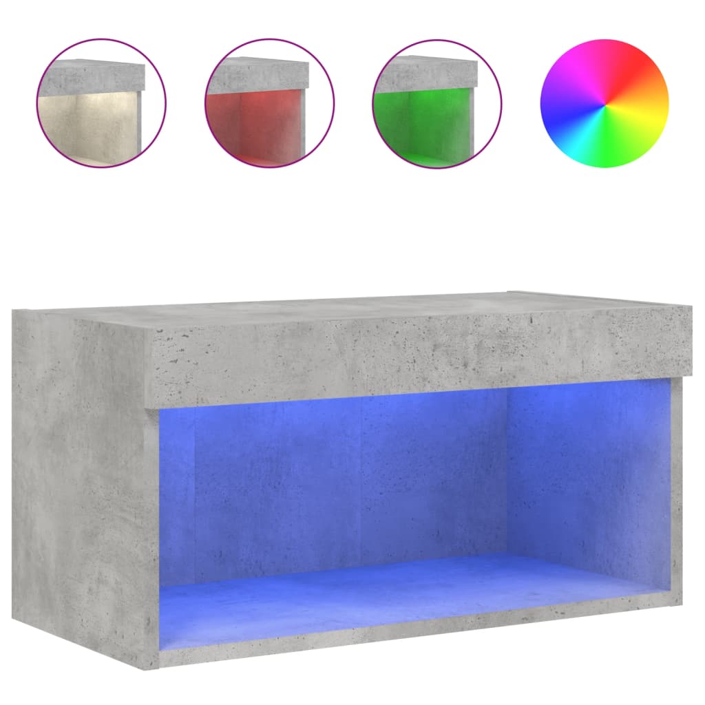 vidaXL Szafka pod TV, z oświetleniem LED, szarość betonu, 60x30x30 cm