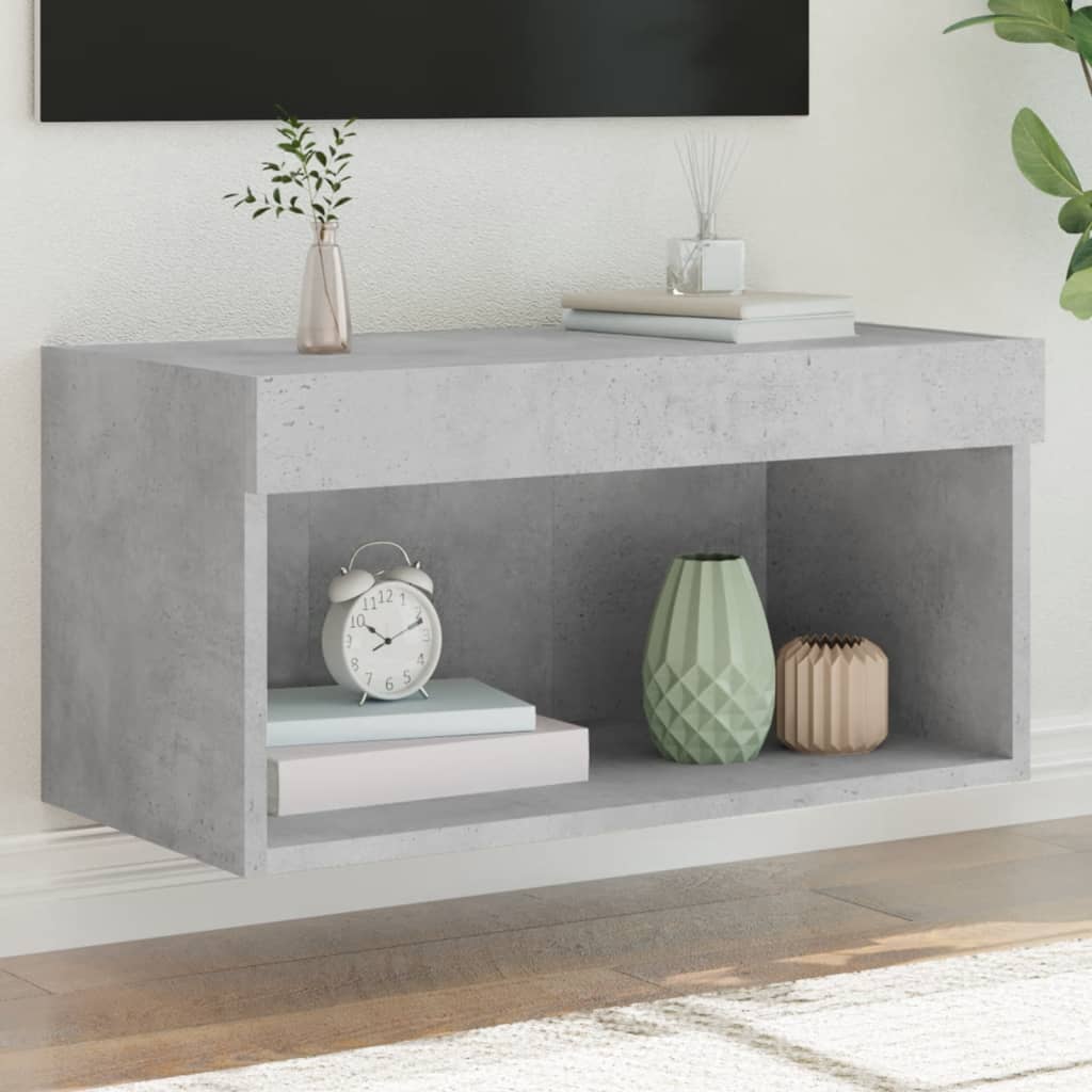 vidaXL Szafka pod TV, z oświetleniem LED, szarość betonu, 60x30x30 cm