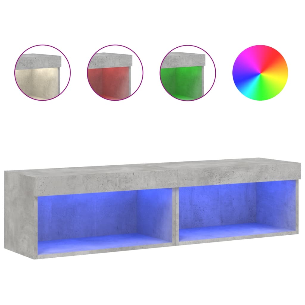 vidaXL Szafki pod TV, z LED, 2 szt., szarość betonu, 60x30x30 cm