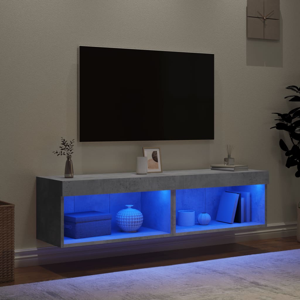 vidaXL Szafki pod TV, z LED, 2 szt., szarość betonu, 60x30x30 cm