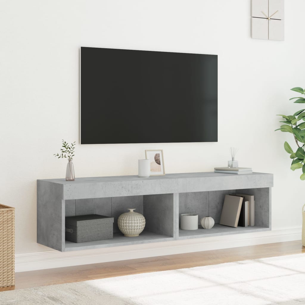 vidaXL Szafki pod TV, z LED, 2 szt., szarość betonu, 60x30x30 cm