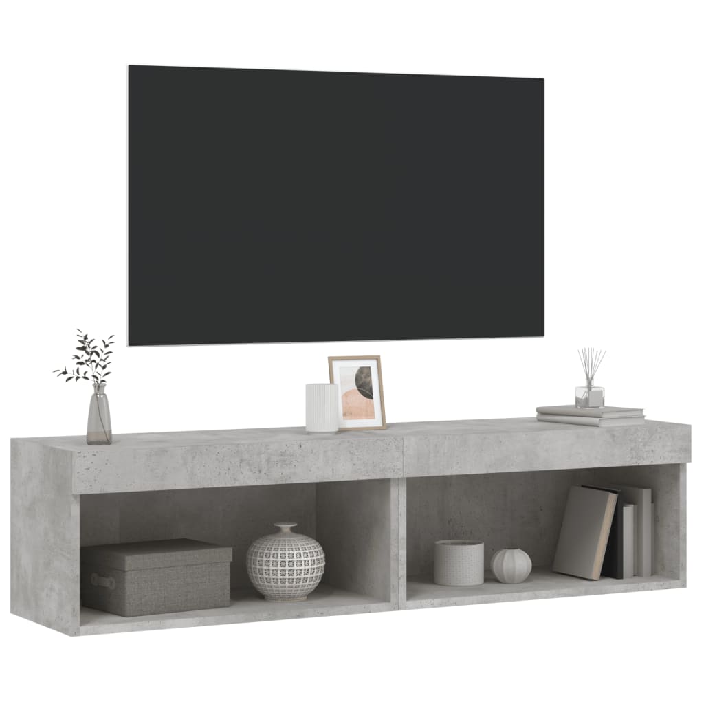 vidaXL Szafki pod TV, z LED, 2 szt., szarość betonu, 60x30x30 cm