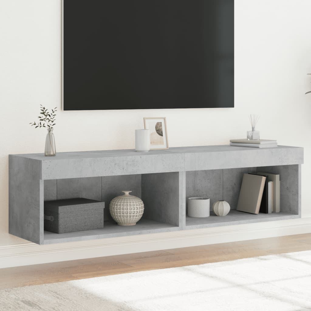 vidaXL Szafki pod TV, z LED, 2 szt., szarość betonu, 60x30x30 cm