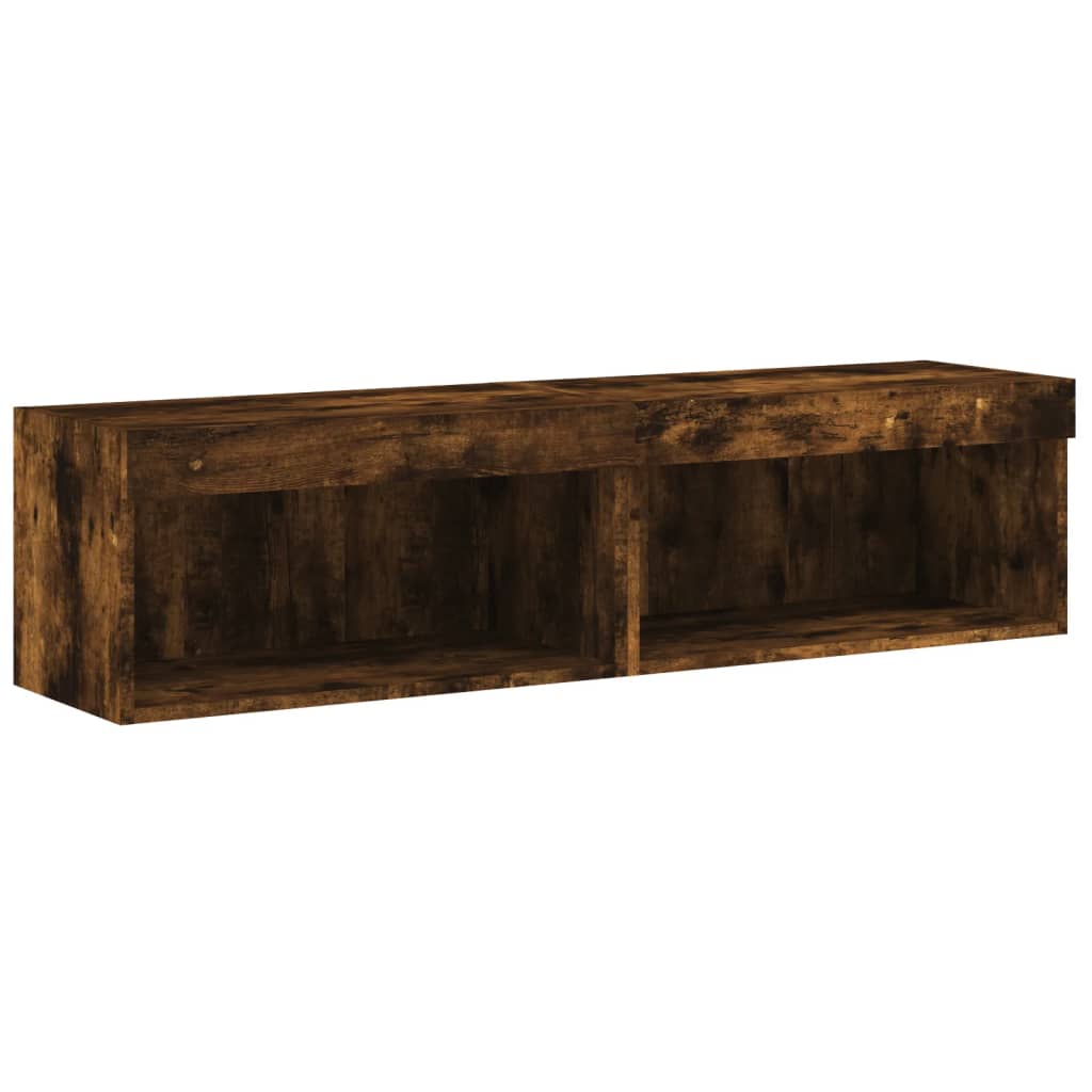 vidaXL Szafki pod TV, z LED, 2 szt., przydymiony dąb, 60x30x30 cm