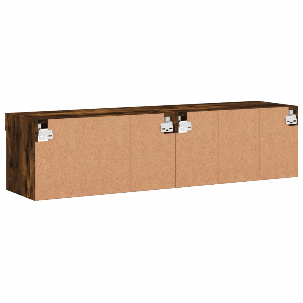 vidaXL Szafki pod TV, z LED, 2 szt., przydymiony dąb, 60x30x30 cm