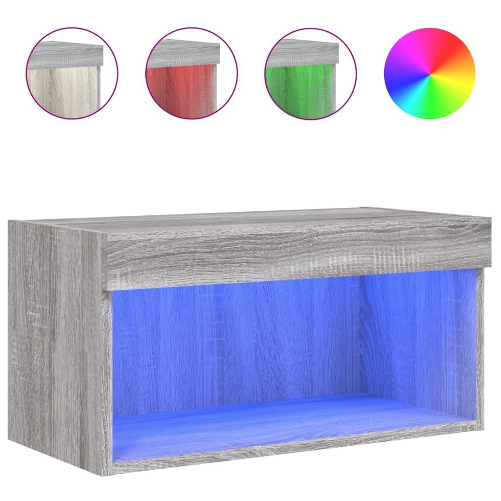 vidaXL Szafka pod TV, z LED, kolor szary dąb sonoma, 60x30x30 cm