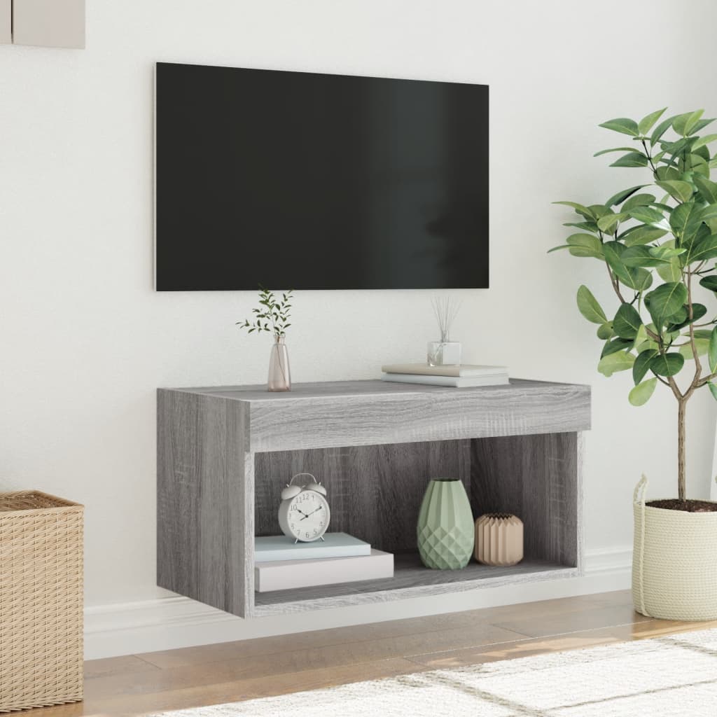 vidaXL Szafka pod TV, z LED, kolor szary dąb sonoma, 60x30x30 cm