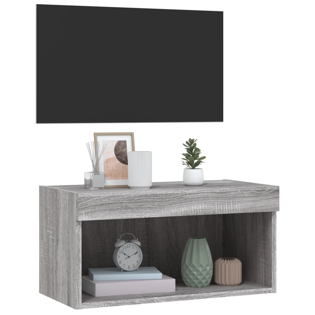 vidaXL Szafka pod TV, z LED, kolor szary dąb sonoma, 60x30x30 cm