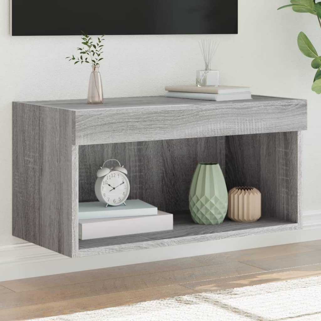 vidaXL Szafka pod TV, z LED, kolor szary dąb sonoma, 60x30x30 cm