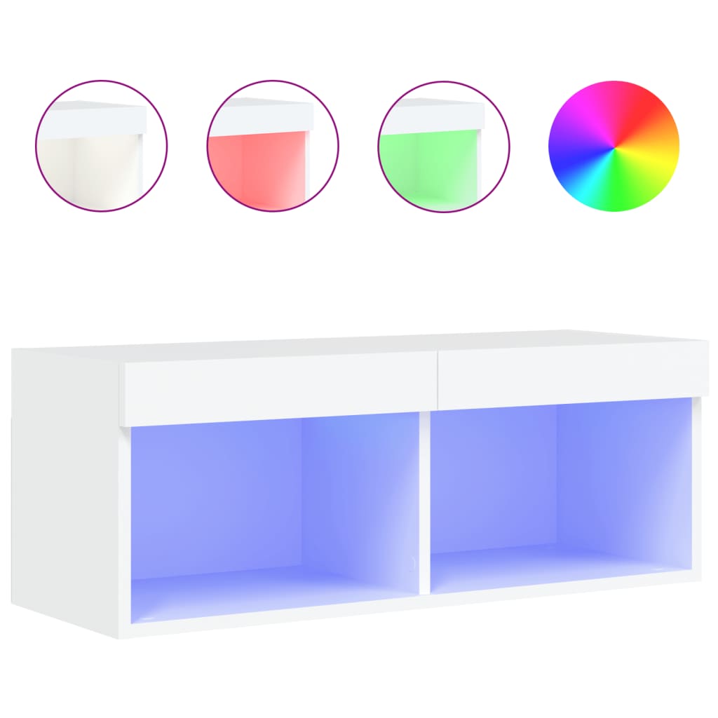 vidaXL Szafka TV z oświetleniem LED, biała, 80x30x30 cm