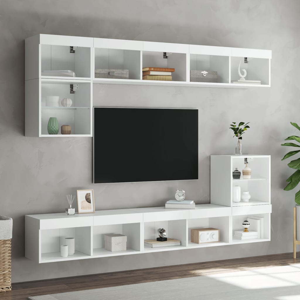 vidaXL Szafka TV z oświetleniem LED, biała, 80x30x30 cm