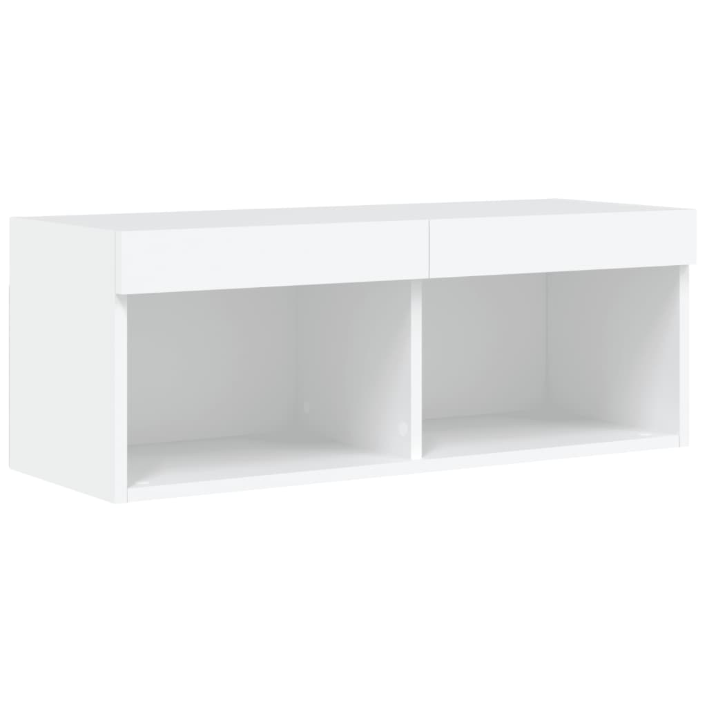 vidaXL Szafka TV z oświetleniem LED, biała, 80x30x30 cm