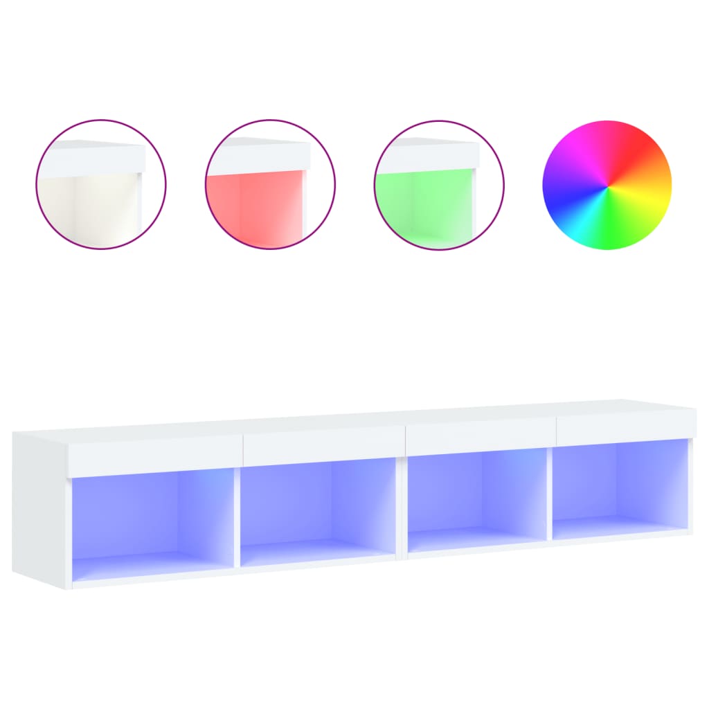 vidaXL Szafki TV, z LED, 2 szt., białe, 80x30x30 cm
