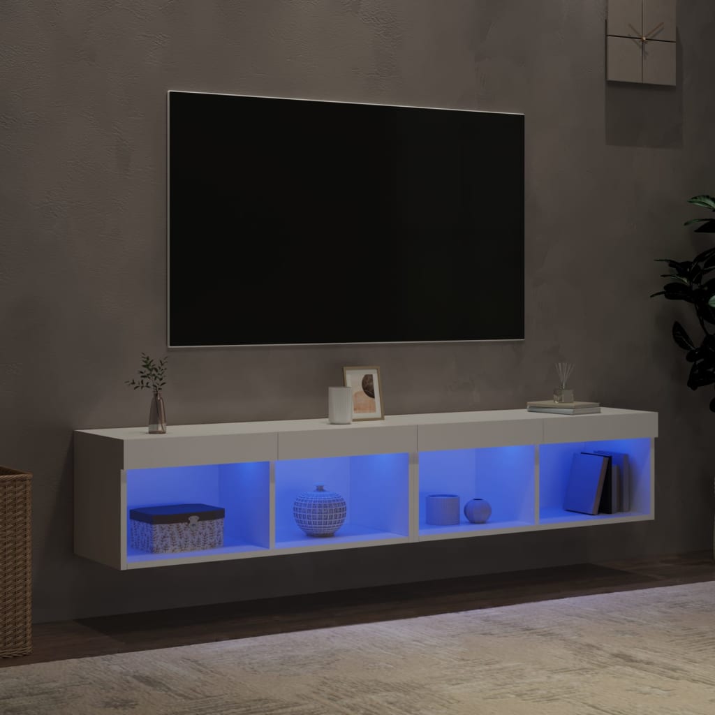 vidaXL Szafki TV, z LED, 2 szt., białe, 80x30x30 cm