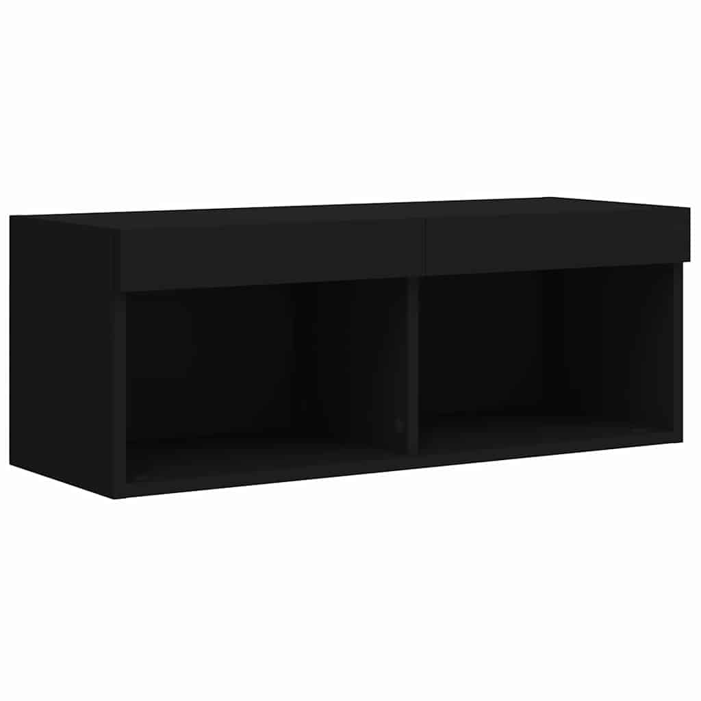 vidaXL Szafka TV z LED, czarna, 80x30x30 cm
