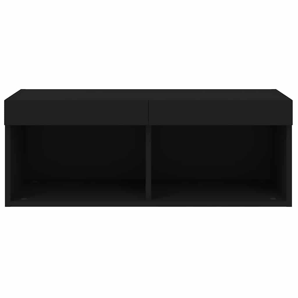 vidaXL Szafka TV z LED, czarna, 80x30x30 cm