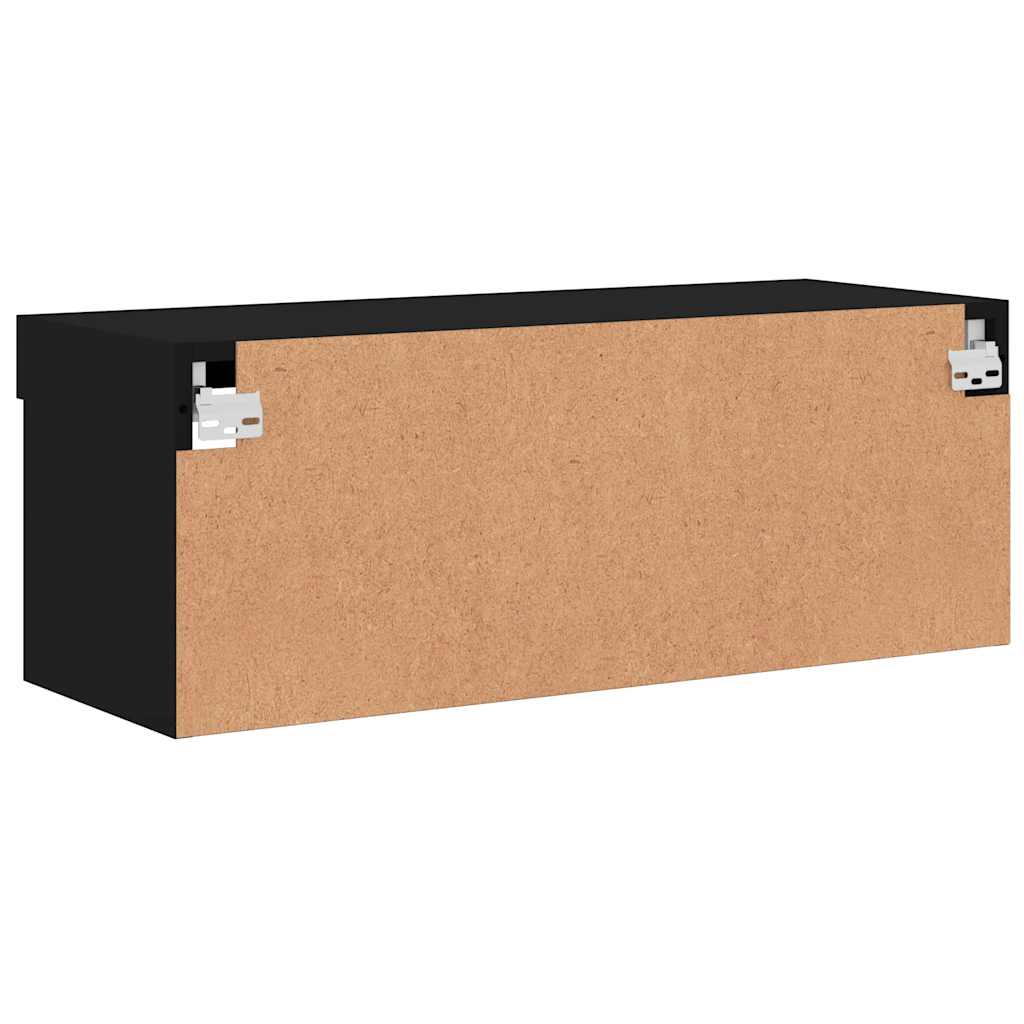 vidaXL Szafka TV z LED, czarna, 80x30x30 cm