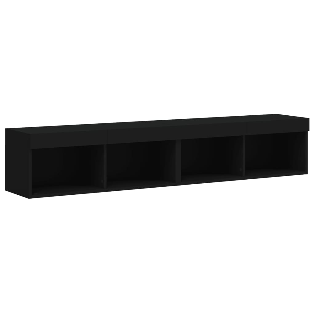 vidaXL Szafki TV, z LED, 2 szt., czarne, 80x30x30 cm
