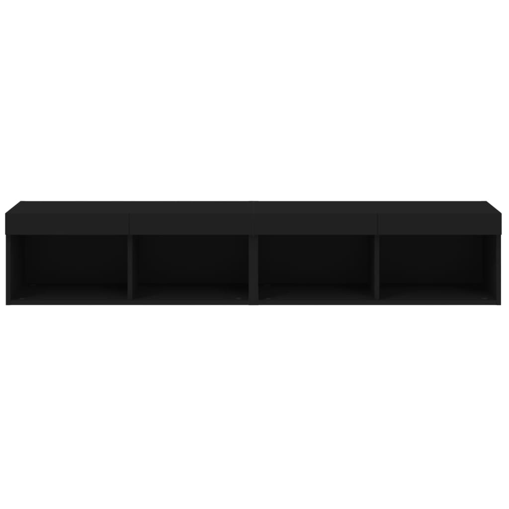 vidaXL Szafki TV, z LED, 2 szt., czarne, 80x30x30 cm
