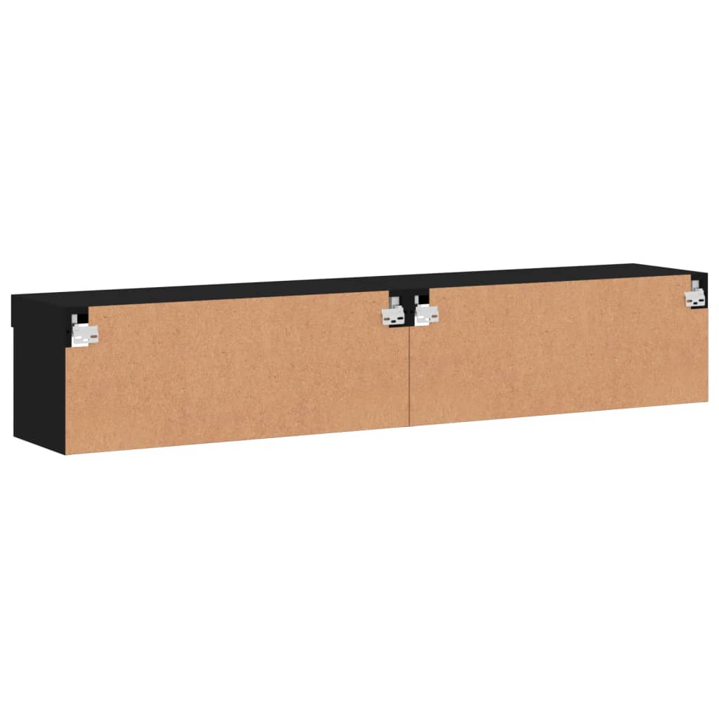 vidaXL Szafki TV, z LED, 2 szt., czarne, 80x30x30 cm