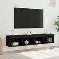 vidaXL Szafki TV, z LED, 2 szt., czarne, 80x30x30 cm