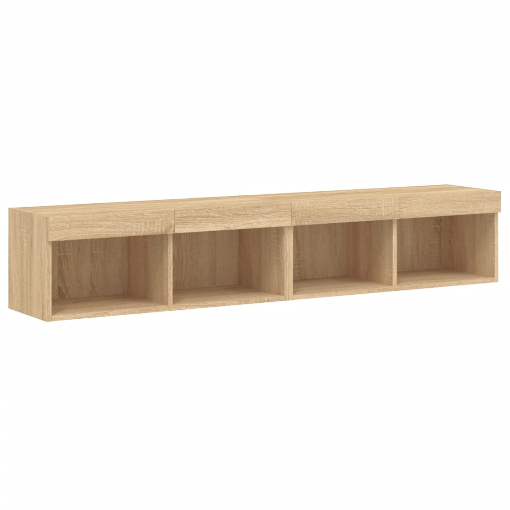 vidaXL Szafki TV, z LED, 2 szt., kolor dąb sonoma, 80x30x30 cm