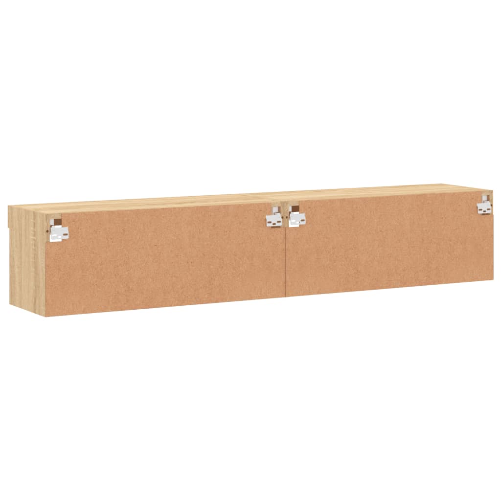 vidaXL Szafki TV, z LED, 2 szt., kolor dąb sonoma, 80x30x30 cm