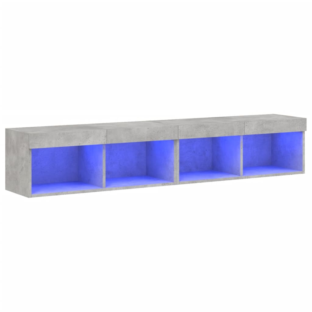 vidaXL Szafki TV, z LED, 2 szt., szarość betonu, 80x30x30 cm