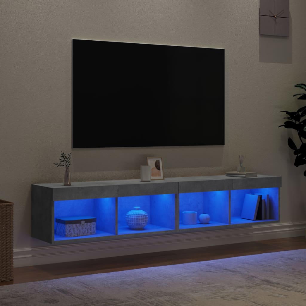 vidaXL Szafki TV, z LED, 2 szt., szarość betonu, 80x30x30 cm