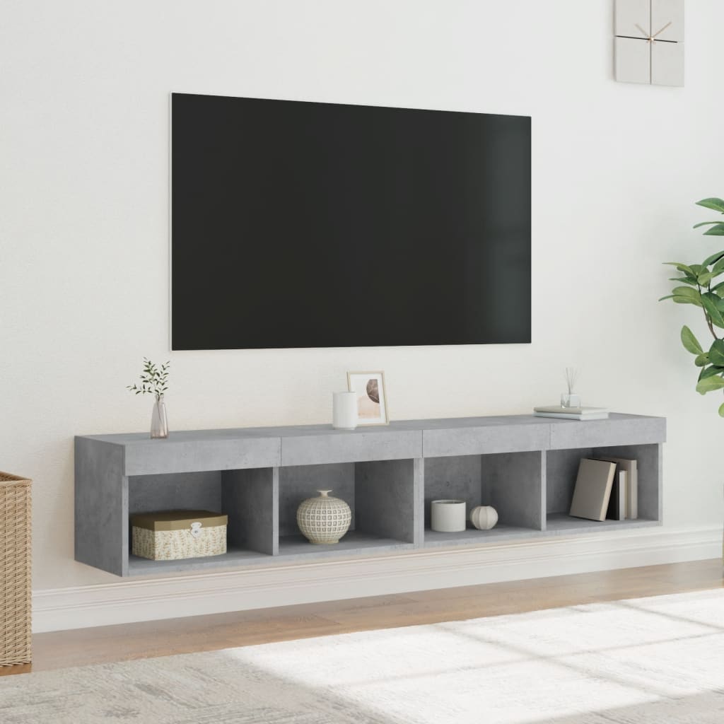 vidaXL Szafki TV, z LED, 2 szt., szarość betonu, 80x30x30 cm