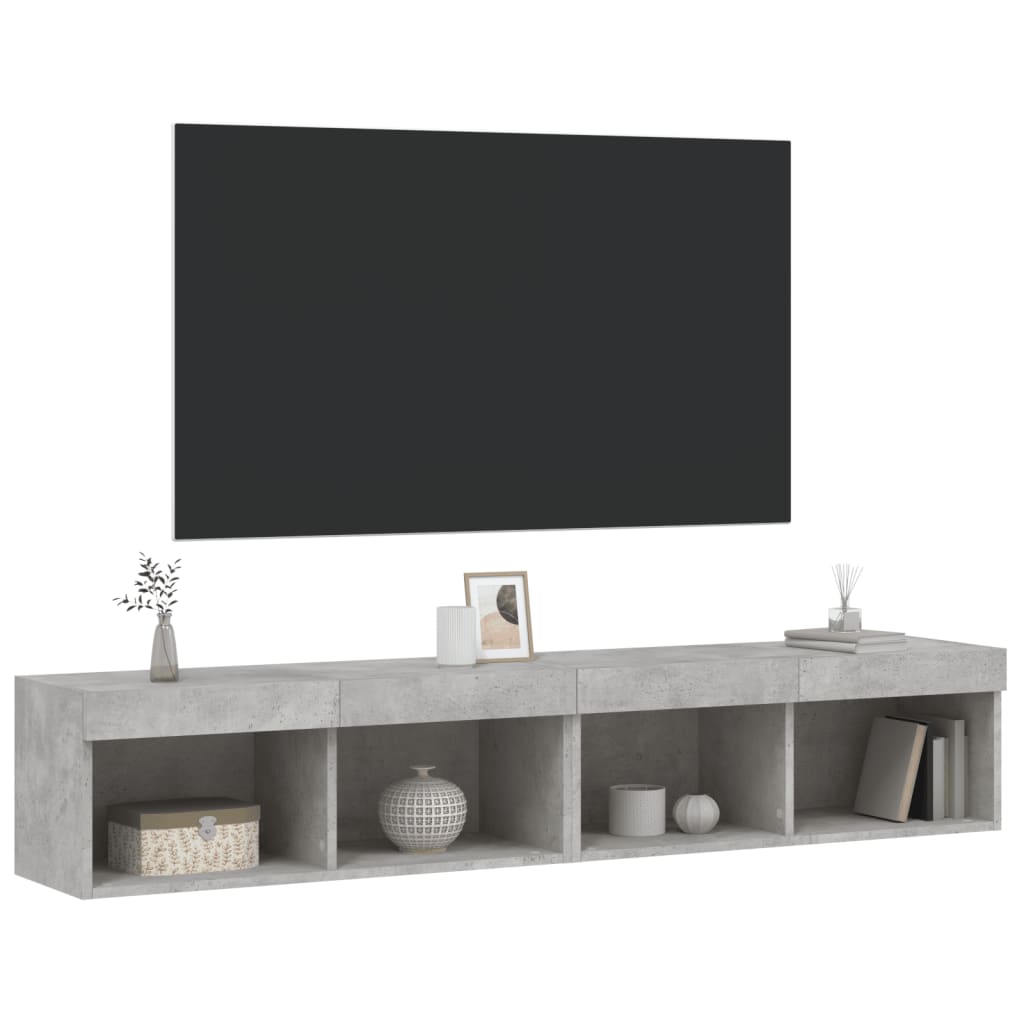 vidaXL Szafki TV, z LED, 2 szt., szarość betonu, 80x30x30 cm