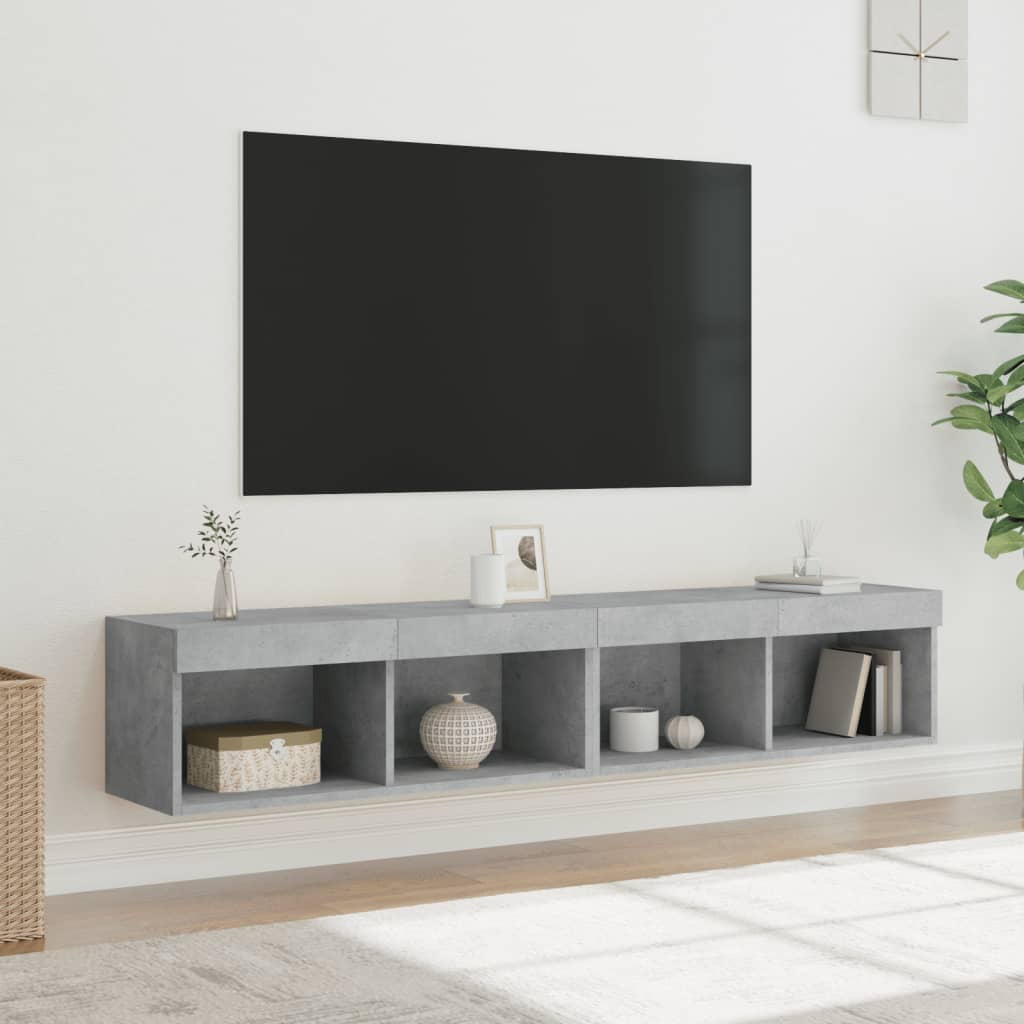 vidaXL Szafki TV, z LED, 2 szt., szarość betonu, 80x30x30 cm
